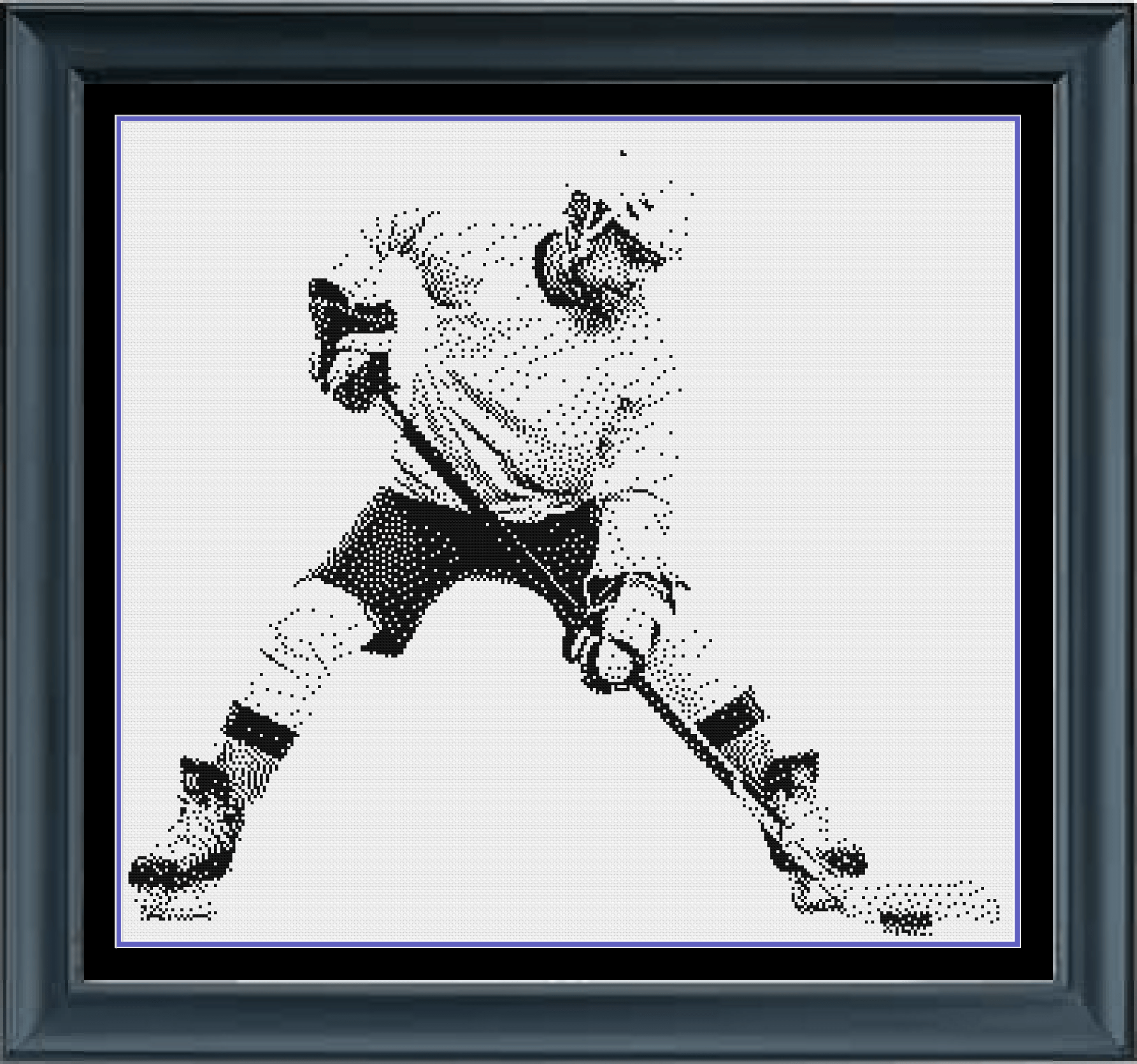 Stitching Jules Design Cross Stitch Pattern Digital PDF Download - $10 Hockey Player Cross Stitch Pattern | Sports Cross Stitch Pattern | Blackwork | Instant PDF Download And Physical Pattern Options